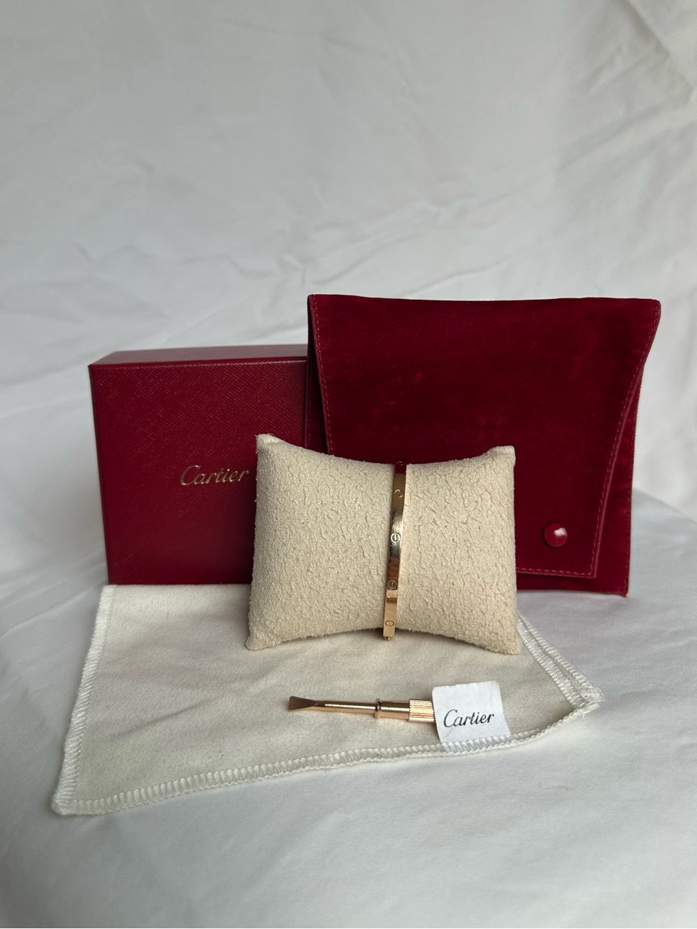 Cartier Love Bracelet, Small Model 18k Rose Gold, Size 17